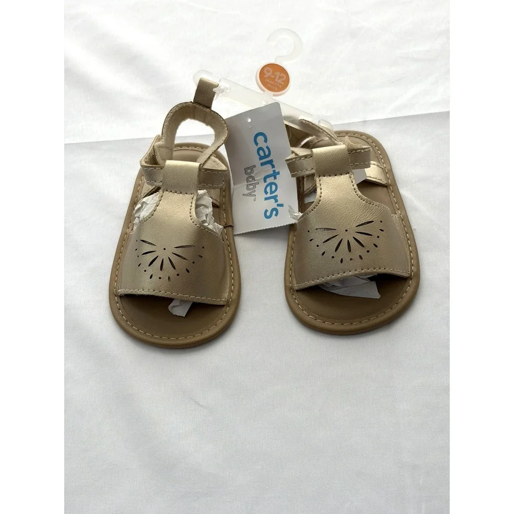 Carter's Sandals Baby Girl 4 Gold NEW Metallic Laser Cut Sunburst CR07304 Summer